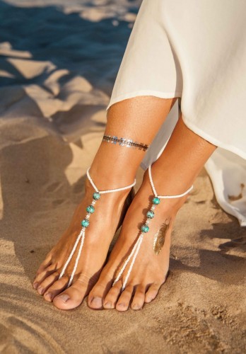 Boho Turquoise Barefoot sandals 