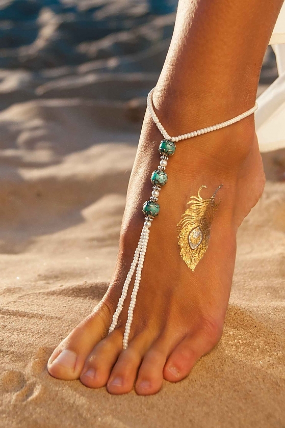 Boho Turquoise Barefoot sandals 