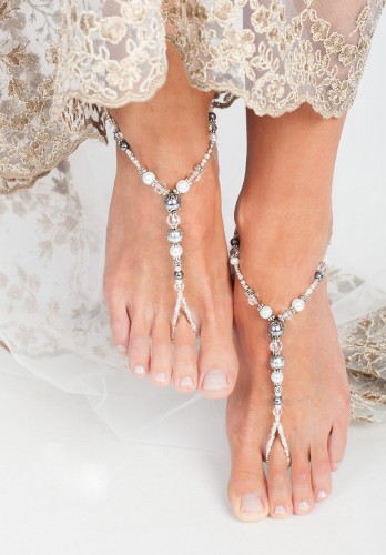 Metallic Beach wedding Barefoot Sandals