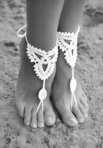 Lotus White barefoot sandals