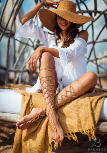 Gold Lace up Barefoot Sandal