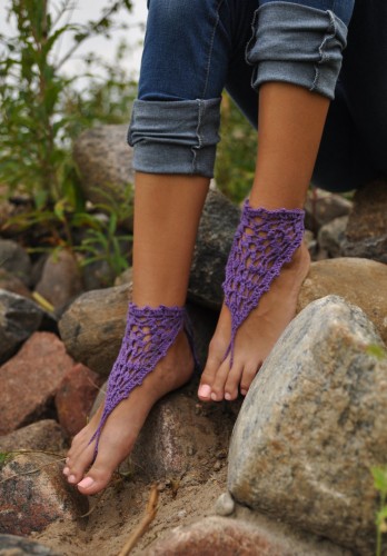 Purple Crochet Barefoot Sandals