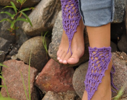 Purple Crochet Barefoot Sandals