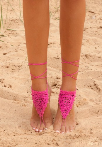 Crochet Fuchsia Barefoot Sandals