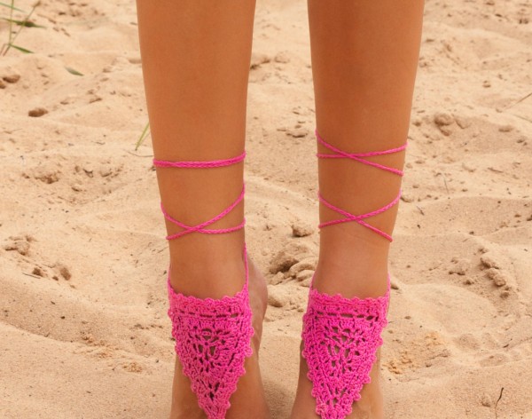 Crochet Fuchsia Barefoot Sandals