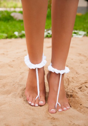 White beach wedding barefoot sandals