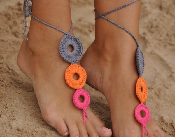 Crochet Multicolor Barefoot Sandals