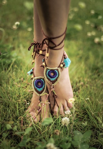 Tribal Peacock barefoot sandals