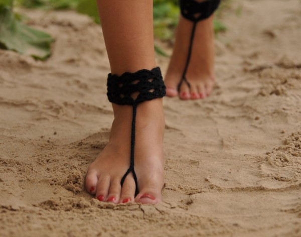 Black Crochet Barefoot Sandles