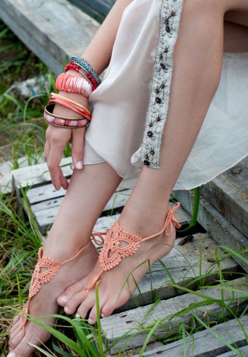 Lotus Peach Barefoot Sandals