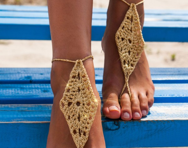 Gold Barefoot Sandals