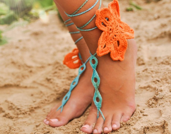 Tropical flower Crochet Barefoot Sandals