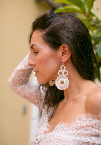 Ivory crochet earrings