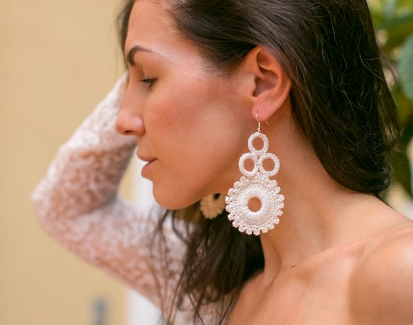 Ivory crochet earrings