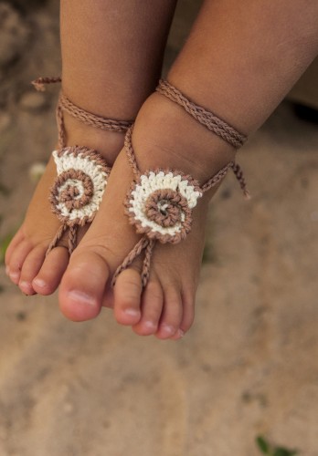 Seashell Crochet Baby Barefoot Sandals