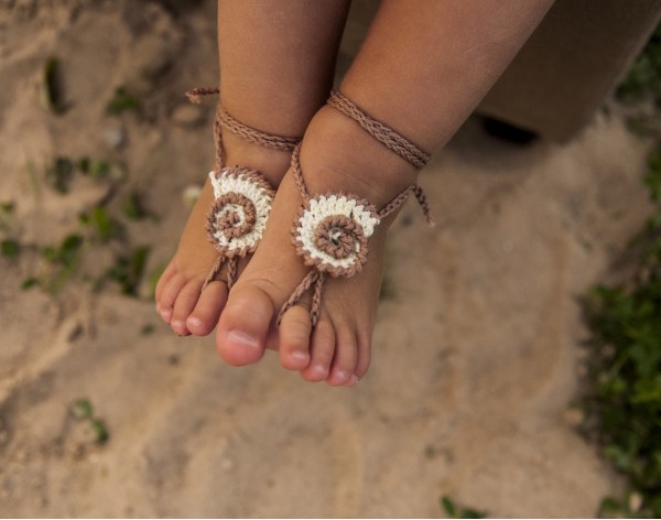 Seashell Crochet Baby Barefoot Sandals