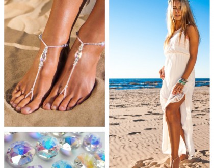 Barefoot sandals Swarovski crystals